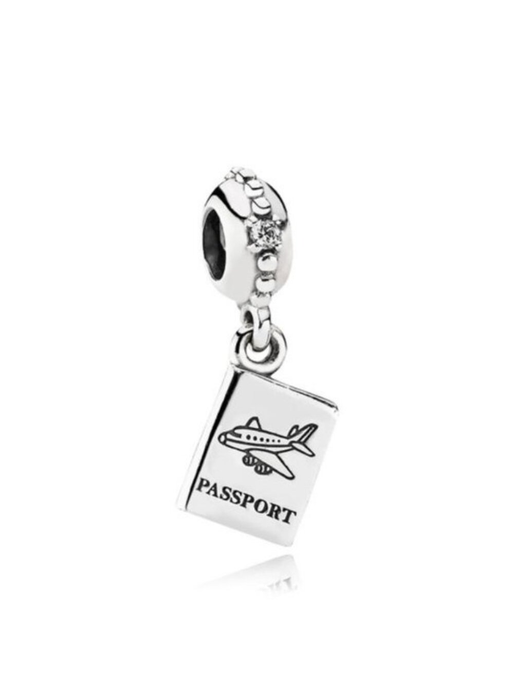 Pandora Sterling Silver Adventure Awaits Airplane Passport Dangle 791147cz
